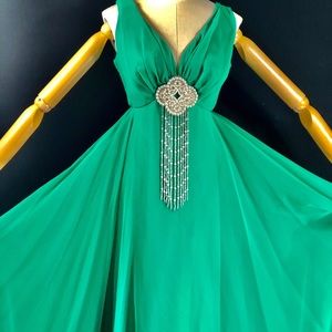 Vintage Mike Benet 1960’s green chiffon gown.